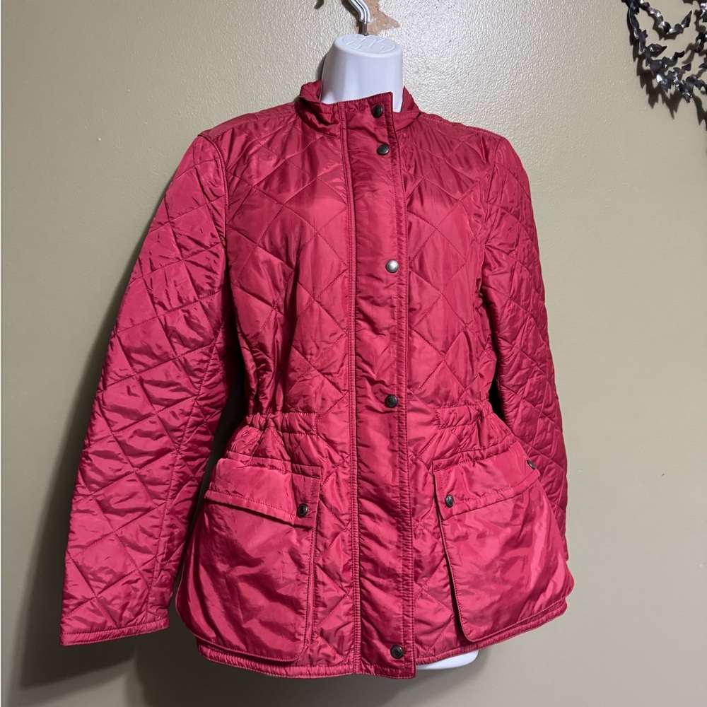 Coach Diamond Quilted Jacket in coral red.‎ Size Medium